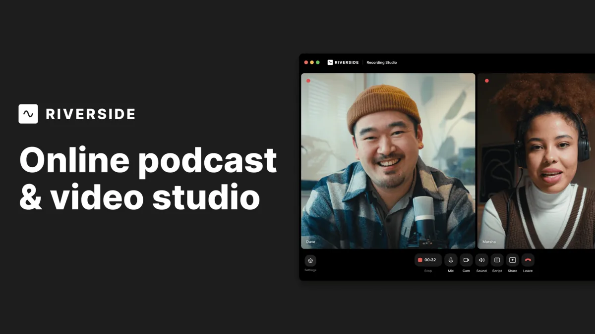 Riverside online podcast and video studio interface